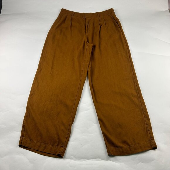 A New Day Tobacco Leaf Linen Blend High Rise Wide Leg Trouser Pant 14 - Picture 1 of 7